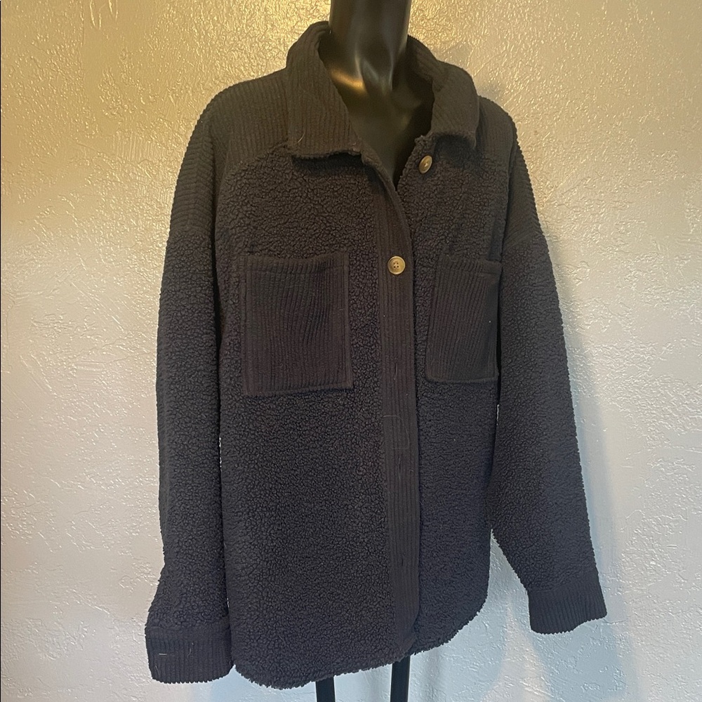 American Age Black Textured Jacket